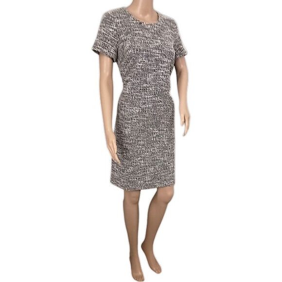 Calvin Klein Tweed Dress 10 Sheath Short Sleeve Stretch Office Vixen Corpcore - Picture 3 of 16